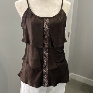 Brown Silk Tank - White House Black Market